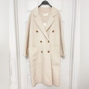 Double Faced Wool Blend Coat Size XS Cream Oatmeal Spring Fall Winter Cozy Soft